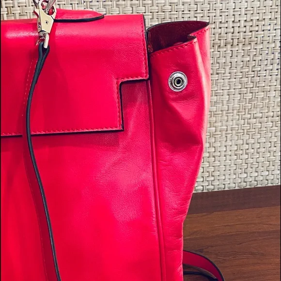 🌟10xHP🌟VTG 2000 NWOT Laurent Effel Red Kid Leather Satchel & Dog Collar Italy - Picture 11 of 15